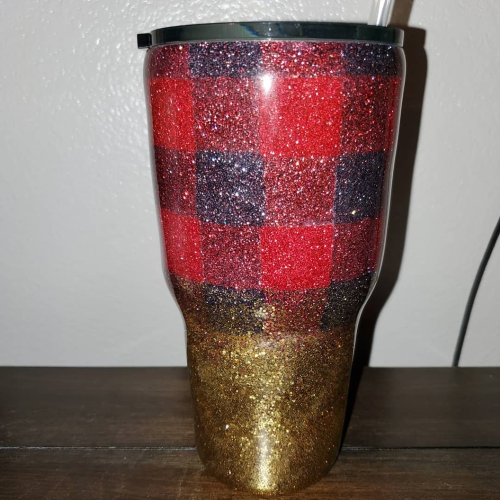 SOLD Buffalo plaid stainless steel tumbler